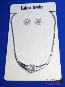 FJ0119Fashion White chain necklace and earrings jewelry