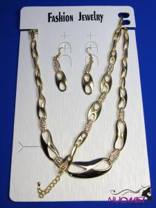 FJ0122Fashion Golden chain necklace and earrings jewelry