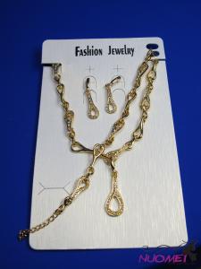 FJ0281Golden chain necklace and earrings jewelry