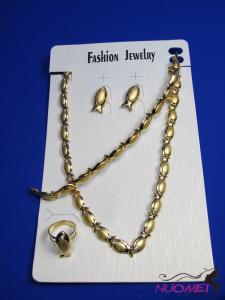 FJ0283Golden chain necklace and earrings jewelry