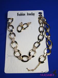 FJ0288Golden chain necklace and earrings jewelry