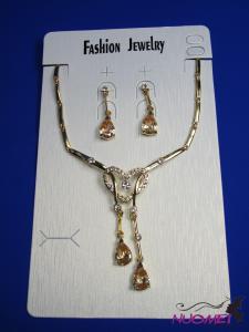 FJ0291Golden chain necklace and earrings jewelry