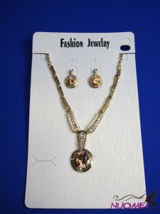 FJ0292Golden chain necklace and earrings jewelry