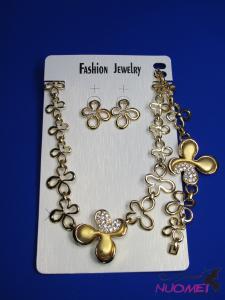 FJ0298Golden chain necklace and earrings jewelry