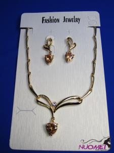 FJ0299Golden chain necklace and earrings jewelry