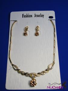 FJ0301Golden chain necklace and earrings jewelry