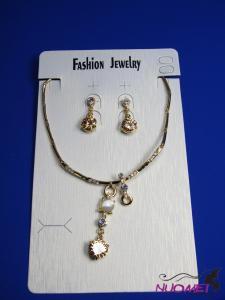 FJ0302Golden chain necklace and earrings jewelry