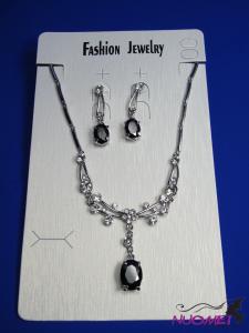 FJ0304White chain necklace and earrings jewelry