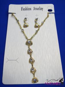 FJ0305Golden chain necklace and earrings jewelry