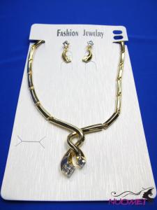 FJ0308Golden chain necklace and earrings jewelry