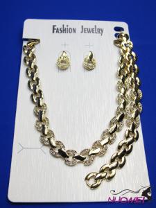 FJ0314Golden chain necklace and earrings jewelry