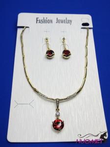 FJ0315Golden chain necklace and earrings jewelry