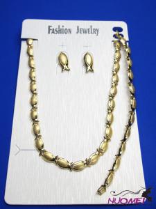 FJ0317Golden chain necklace and earrings jewelry