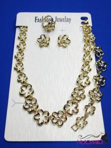 FJ0318Golden chain necklace and earrings jewelry