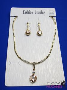 FJ0321Golden chain necklace and earrings jewelry