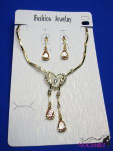 FJ0322Golden chain necklace and earrings jewelry