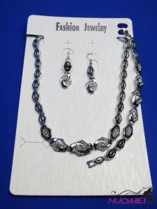 FJ0330White chain necklace and earrings jewelry