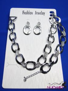 FJ0332White chain necklace and earrings jewelry