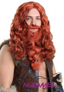 A0053 Mens Red Viking Wig and Beard Set